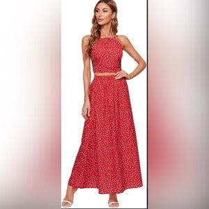 Womens Two Piece Polka Dot Set (Large)